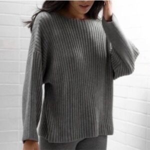 Lunya Sweater Cozy Pima Alpaca Ribbed in Charcoal Grey